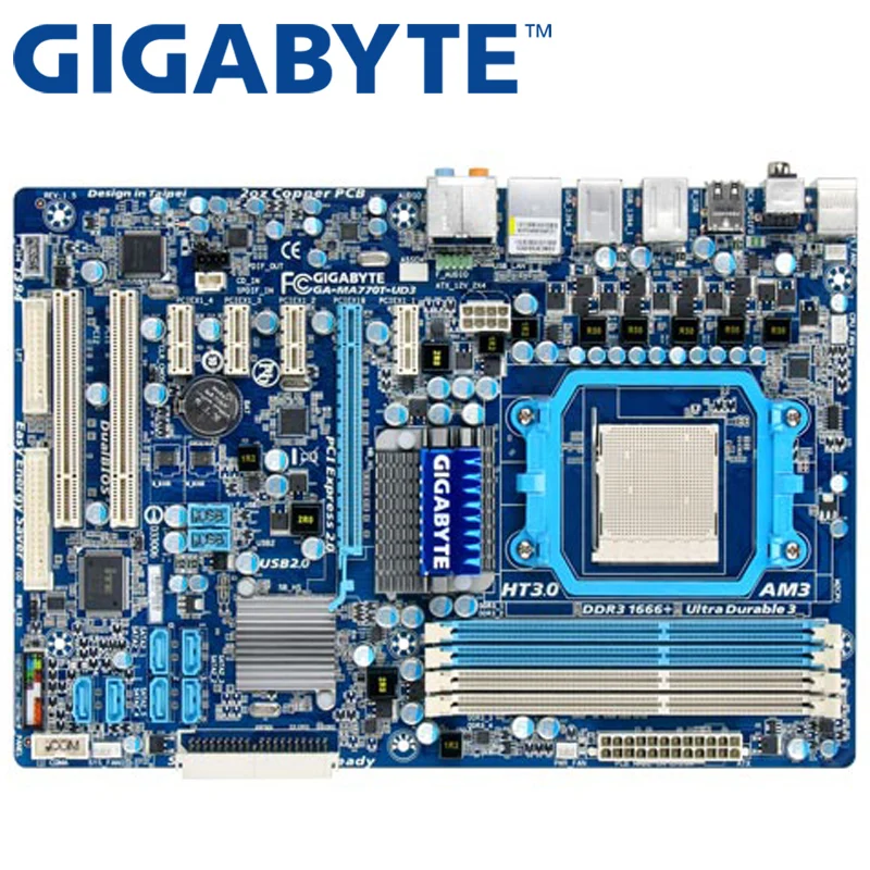 GIGABYTE оригинальная GA-MA770T-UD3 настольная материнская плата 770 Socket AM3 DDR3 16G для Phenom II Athlon II ATX б/у MA770T-UD3