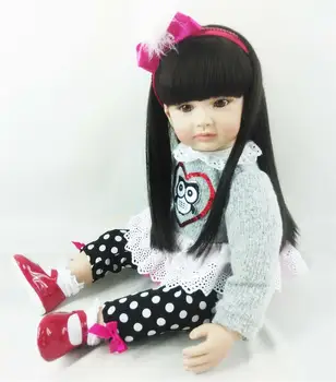 

Bebes Reborn Dolls de Silicone Girl cotton Body 60cm toddler baby Reborn Doll Toys For kids Newborn bebes menina boneca