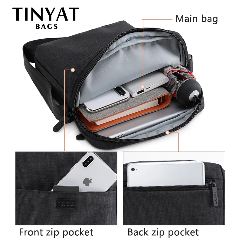TINYAT Light Canvas Men's Shoulder Bag For 7.9' Ipad Casual Crossbody Bag Waterproof Messenger Bag Pack sling bag for men 0.13kg TINYAT Light Canvas Men's Shoulder Bag For 7.9' Ipad Casual Crossbody Bag Waterproof Messenger Bag Pack sling bag for men 0.13kg