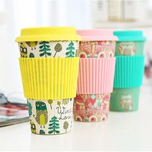 10 шт. Экологичная бамбуковая чашка для кофе с многоразовый силикон крышкой и рукавом напитки чашки туристический подарок lin4003