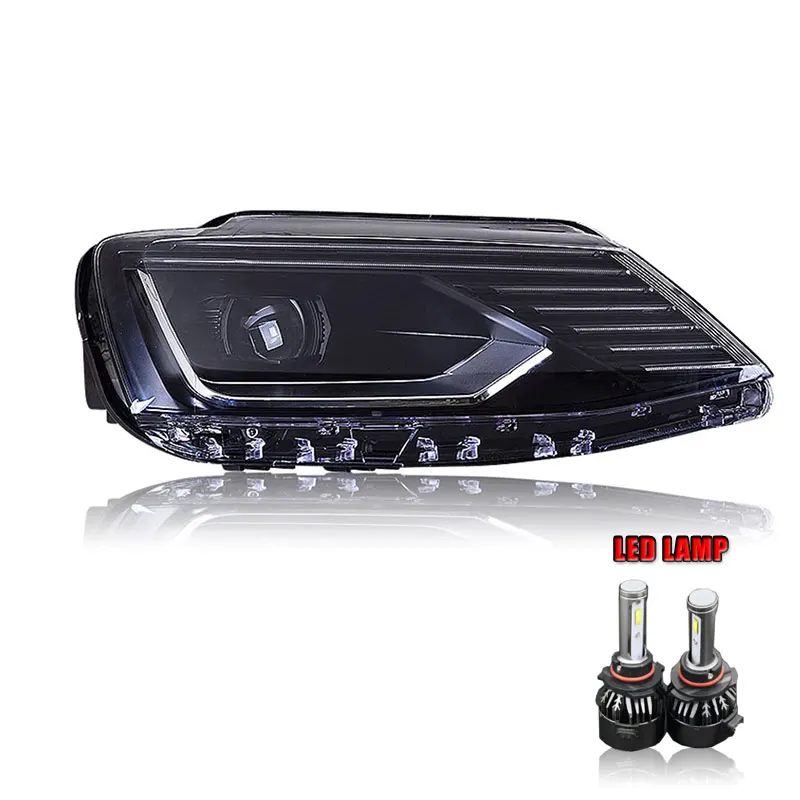 2 шт. светодиодный фары для VW Jetta 2011- Автомобильный светодиодный фонарь с двумя ксеноновыми линзами автомобильные аксессуары дневные ходовые огни противотуманные фары - Цвет: ALL LED