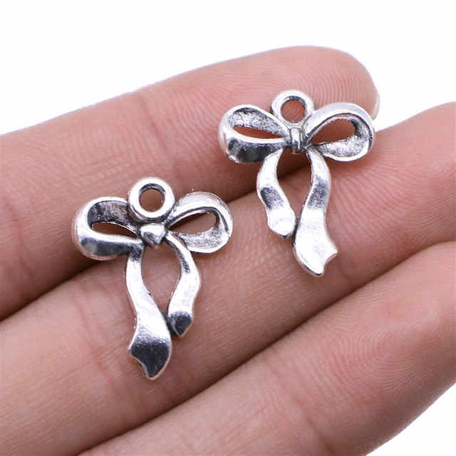 WYSIWYG 10pcs Bow Charms For Jewelry Making 17x22mm Antique Silver Color  Accessories - AliExpress