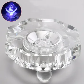 

Transparent LED Lamp Base White Light Crystal Glass Display Base Stand Holder Round with US Adapter