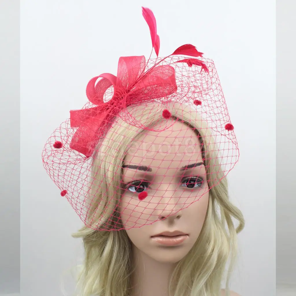 Wedding Hair Net Feather Fascinator Bridal Face Veil ...