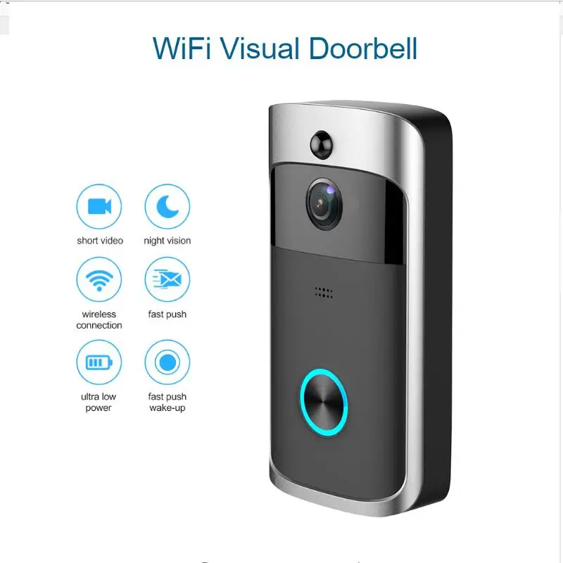 

WiFi Smart Wireless Security DoorBell HD 720P Visual Intercom Recording Video Door Phone Remote Home Monitoring Night Vision