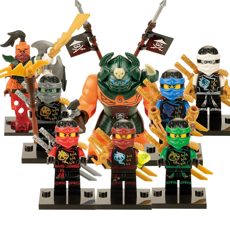

8PCS/LOT Ninjagoingly Block Figures Cole Kai Jay Lloyd Nya Black Dogshank Nadakhan Legoinglys Ninja Building Blocks Bricks Toy