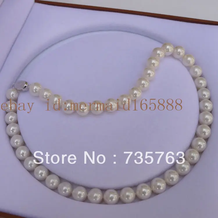 

HOT N80 AAA 9-10mm White Akoya Cultured Pearl Necklace