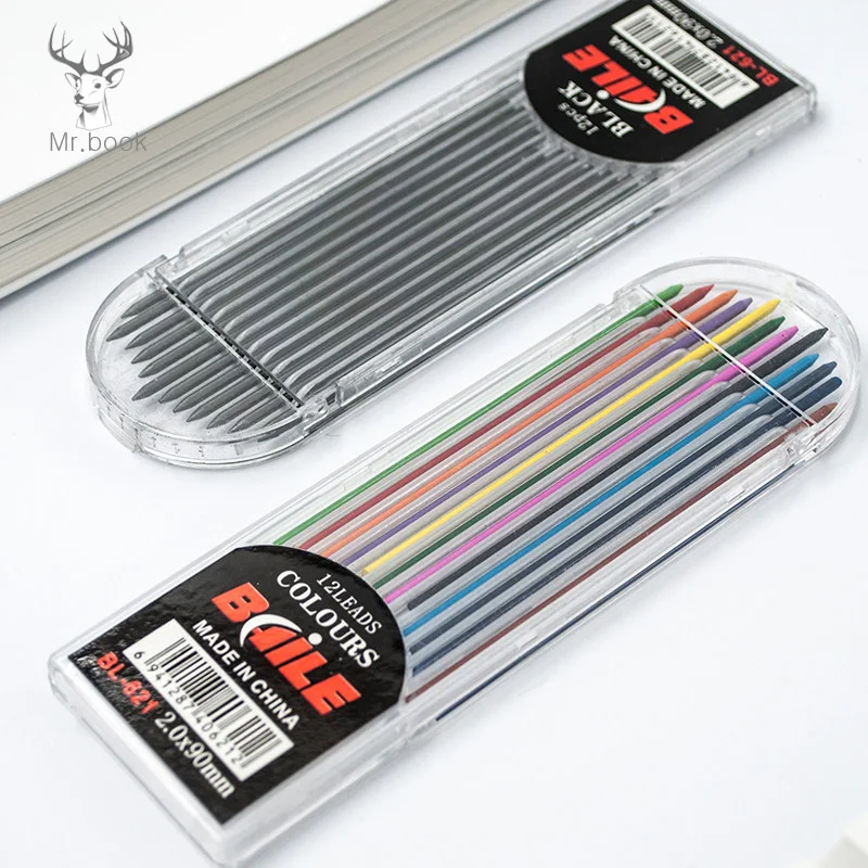 

Professional Drawing 12 Colors 2B 2mm Automatic Lead Core Oil Color Lead Refill Art Sketch School Colour Pencil Set Stationery