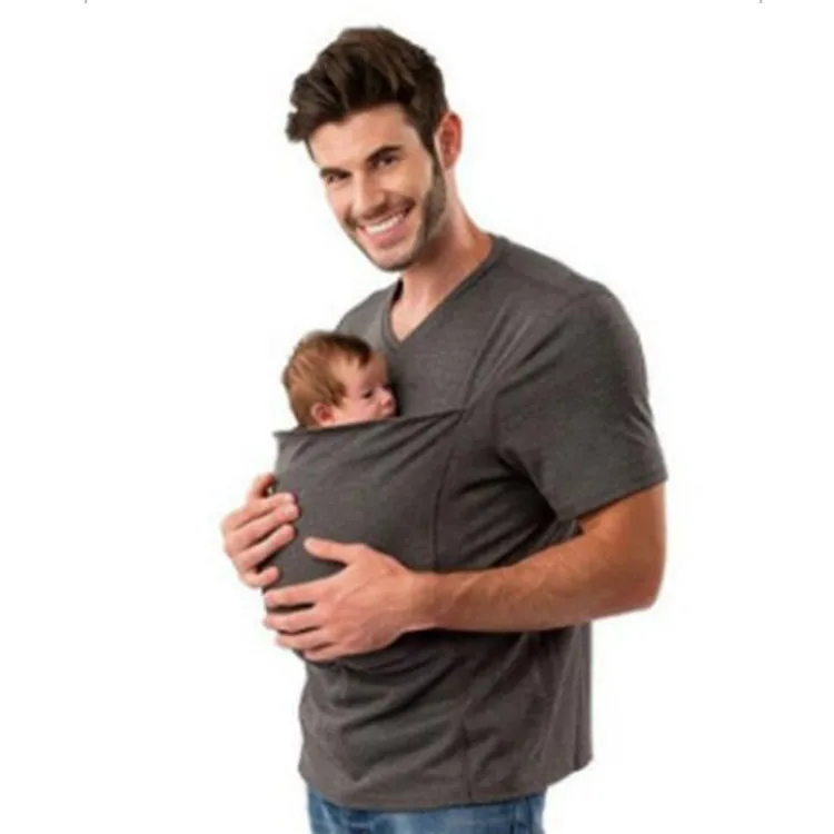 Summer 2018 New Baby Carrier Sling Kangaroo T-Shirt Maternity Baby Carrier Clothes Multifunction Father Mother Tee Shirt M-3XL (9)