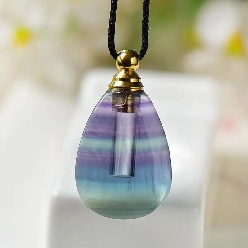 Wholesale Color Natural Fluorite Stone Pendants Carved Wishing Bottle