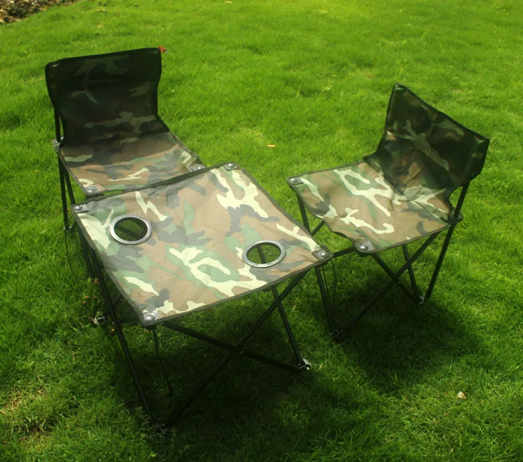 Folding three piece outdoor portable backpack folding chairs and tables