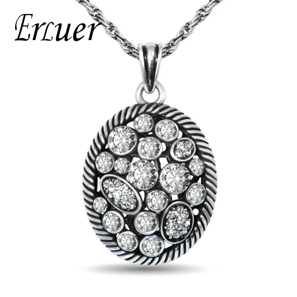 ERLUER vintage Long chain antique crystal pendant necklace Women & men