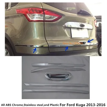 

For Ford Kuga Escape 2013 2014 2015 2016 Car Body ABS Chrome Rear Back Door Trunk Tailgate+Door Handle Frame Plate Trim 5pcs