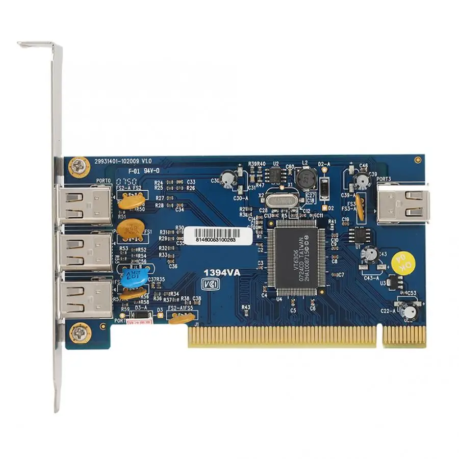 

4 Port 1394 Fireware Card DV PCI Port Video Capture Card VT6306 Master Control Chip 400Mbps