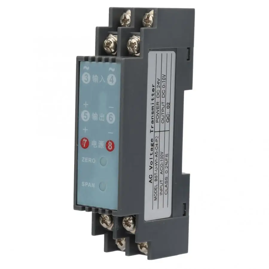 

DC 24V 1 In 1 Out AC-DC Voltage Signal Isolator Transmitter P2 Signal Conditioner BST-U-W1-A5-O4-P2