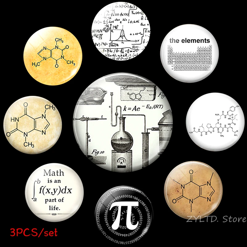 Химия магнит на холодильник 3 шт. набор стеклянный кабошон магниты на холодильник научный эксперимент химические молекулы наклейки домашний декор