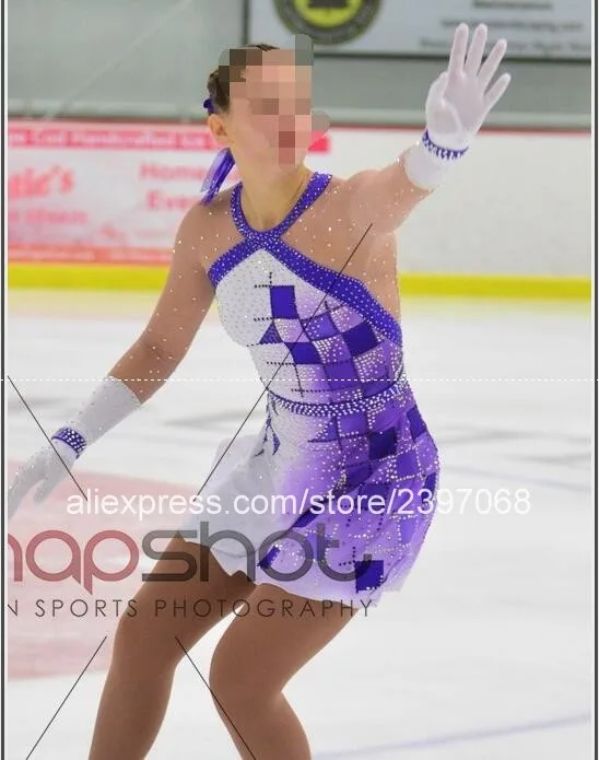 

purple figure skating suit girls hot sale 2017 new ice skating suits girls competiiton figure skating suit custom V334