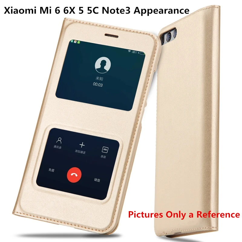 الوجه نافذة الرؤية أغطية جلد حالة ل شياو mi الأحمر mi 6 برو 6A 5 زائد ملاحظة 4x Note5 ملاحظة 5A الهاتف حقيبة حالات ل شياو mi mi 6 mi 6x