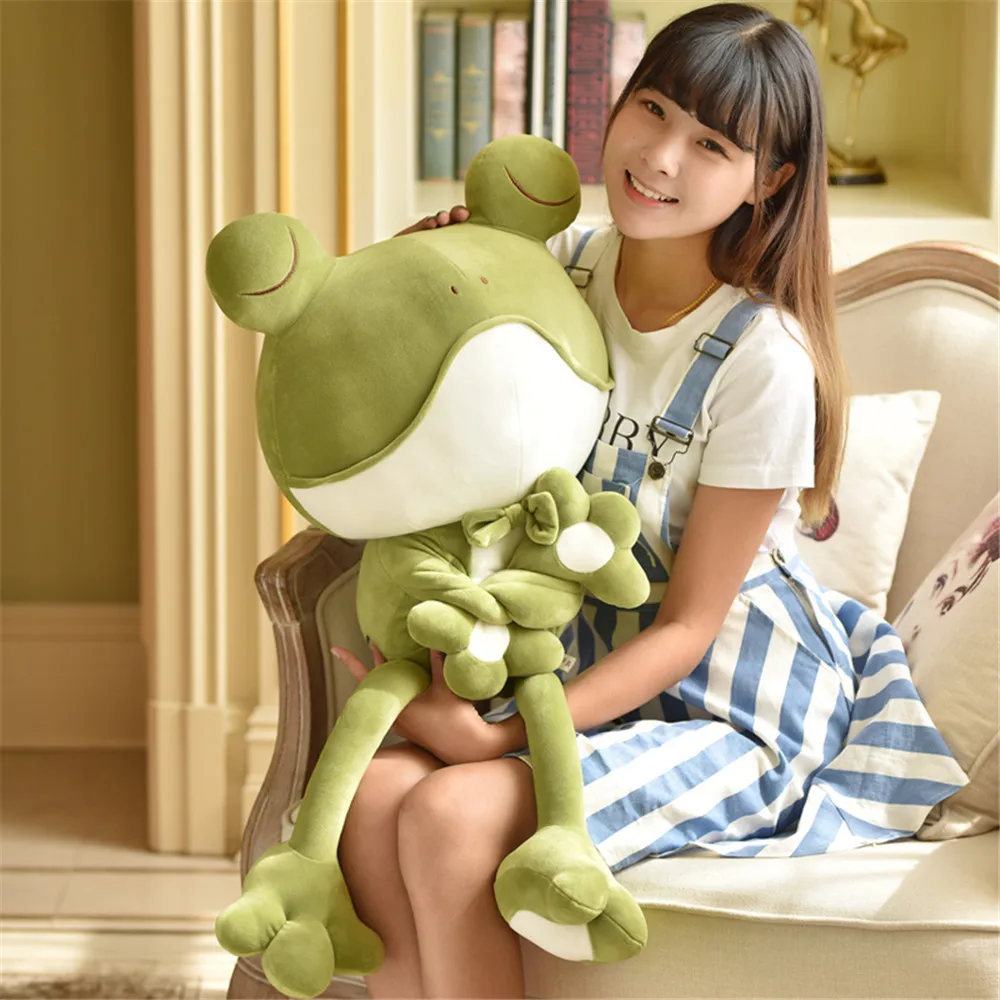 Fancytrader Cuddly Big Plush Frog Toys Soft Stuffed Green Frog Animals Doll for Kids Gifts 2 Sizes10