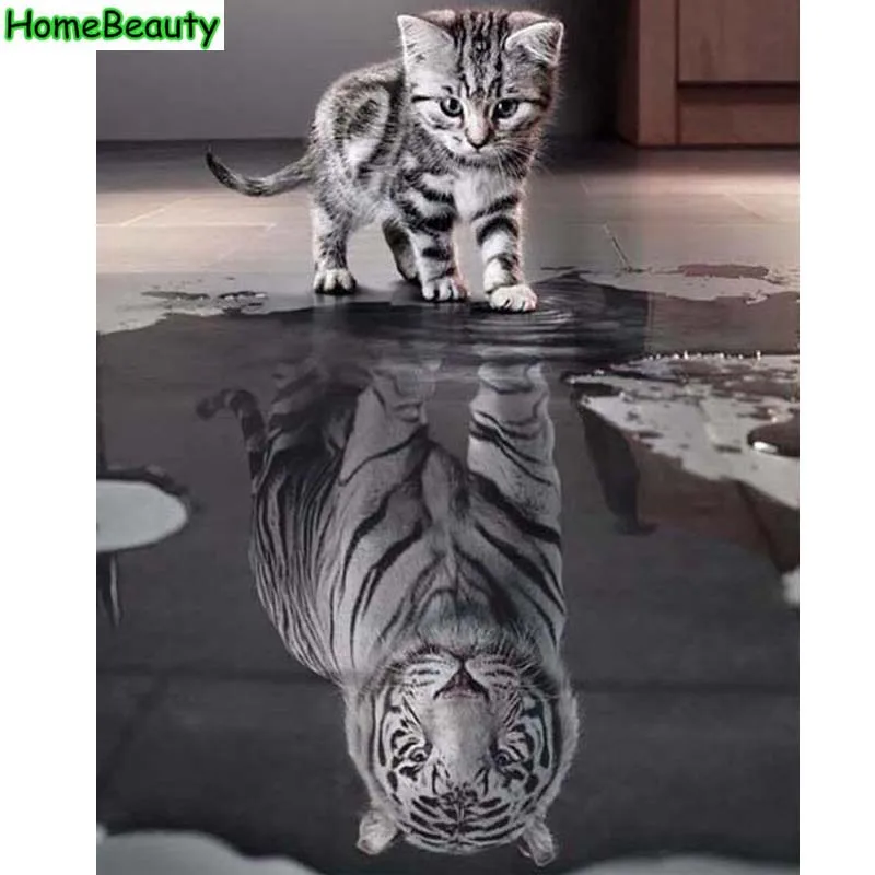 

Cat and tiger picture acrylic paint paintings by numbers on canvas nordic painting on the wall home decor hand painted WYA052