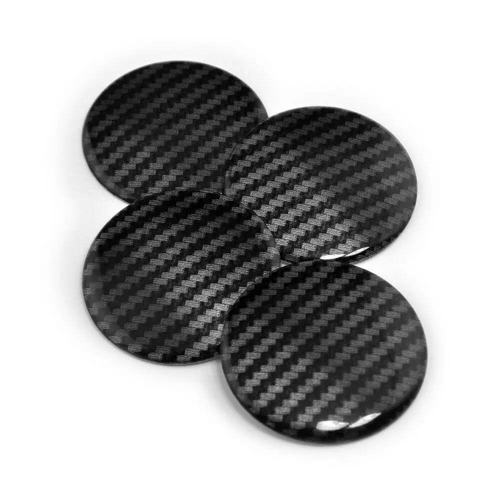 

4x 56mm Carbon Fiber Stripe Auto Car Emblem Hub Wheel Center Cap Cover Sticker X
