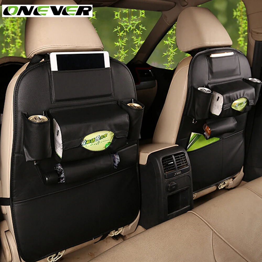Onever Pu Leather Car Storage Organizer Bag Auto Back Seat