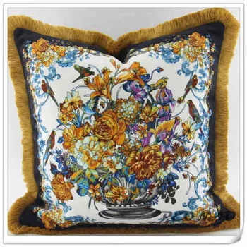 

Home Decor Luxury European Pillows Throw Velvet Flower Cushion Cover Floral Pattern Two Sides Printing with Drop Shipping