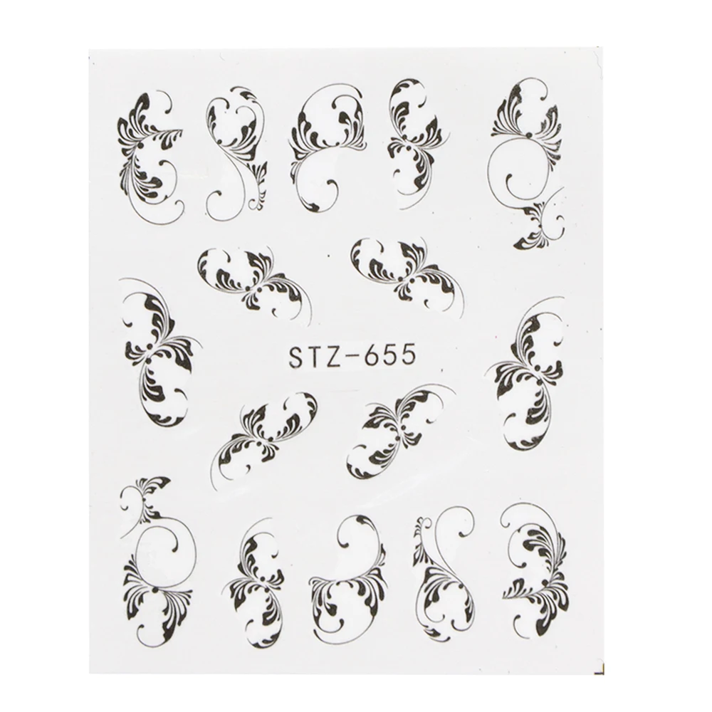 24 шт Смешанные водяные наклейки для ногтей наклейки цветок/ожерелье черный узор лак слайдер для маникюра дизайн ногтей наборы TRSTZ24