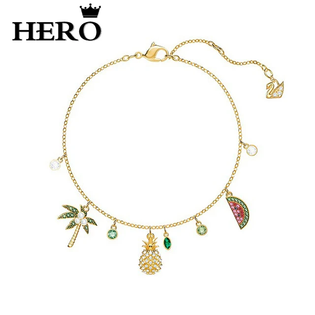 

HERO Original Copy High Quality 1:1 SWA Love Watermelon Palm Tree Pineapple Plated Gold Bracelet With Logo