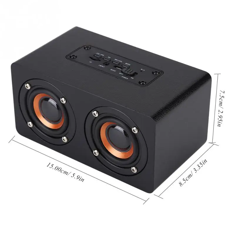 Деревянный двойной динамик Bluetooth динамик сабвуфер Громкая связь HiFi музыкальный стерео сабвуфер