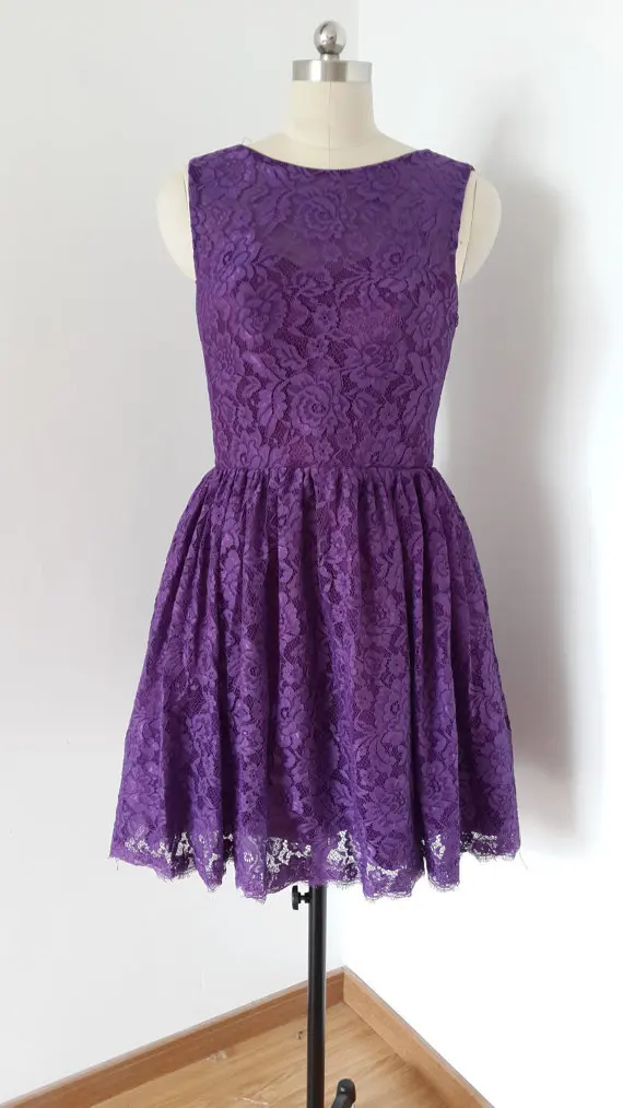 Elegant Purple Maid Of Honor Dresses Vintage Short Lace Bridesmaid Elegant Purple Maid Of Honor Dresses Vintage Short Lace Bridesmaid Party Dress Vestido De Formatura Summer Style Bnd50 In From