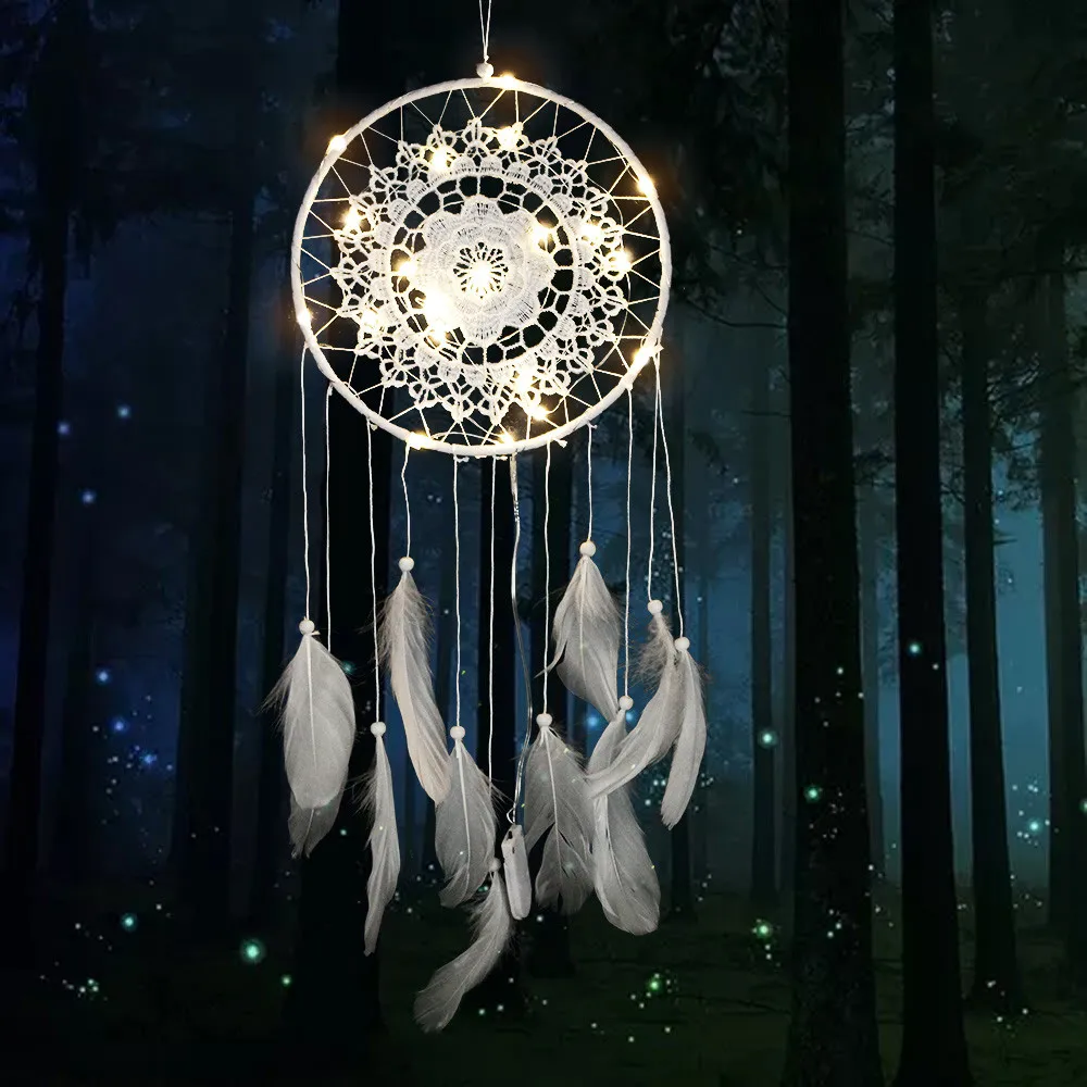 

29 styles Dream catcher Led Handmade Dreamcatcher Feathers Night Light dream catchers Wall Hanging Home Room decoration A300314