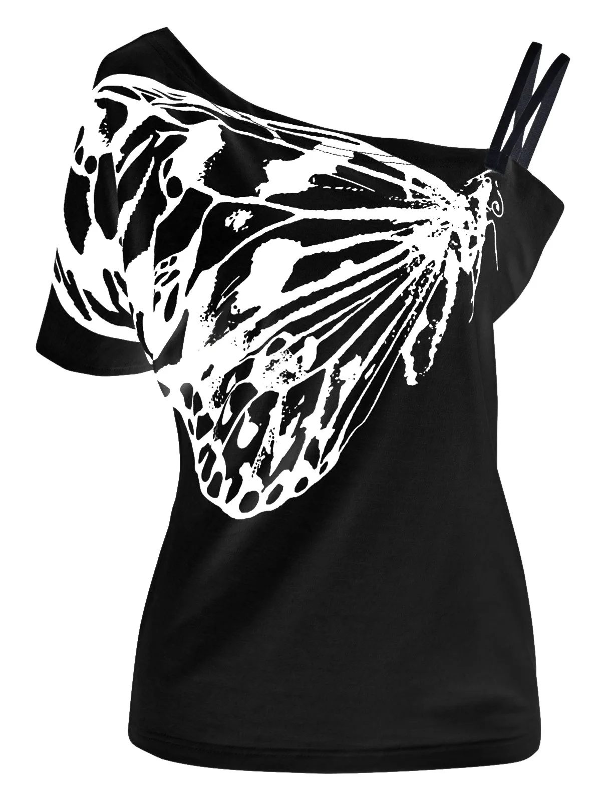 Butterfly Print Women T shirts Camisole Short Sleeve Shirt Summer T
