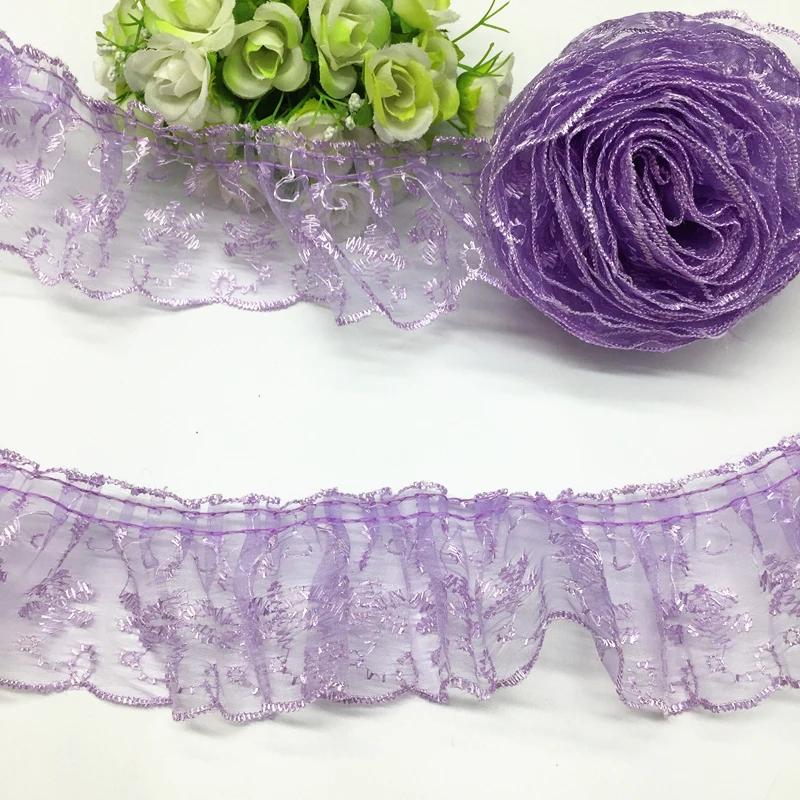 

5 yards 65mm Lace Pleated Trim Organza Trim Handmade Patchwork Material Wedding Decoration Lace