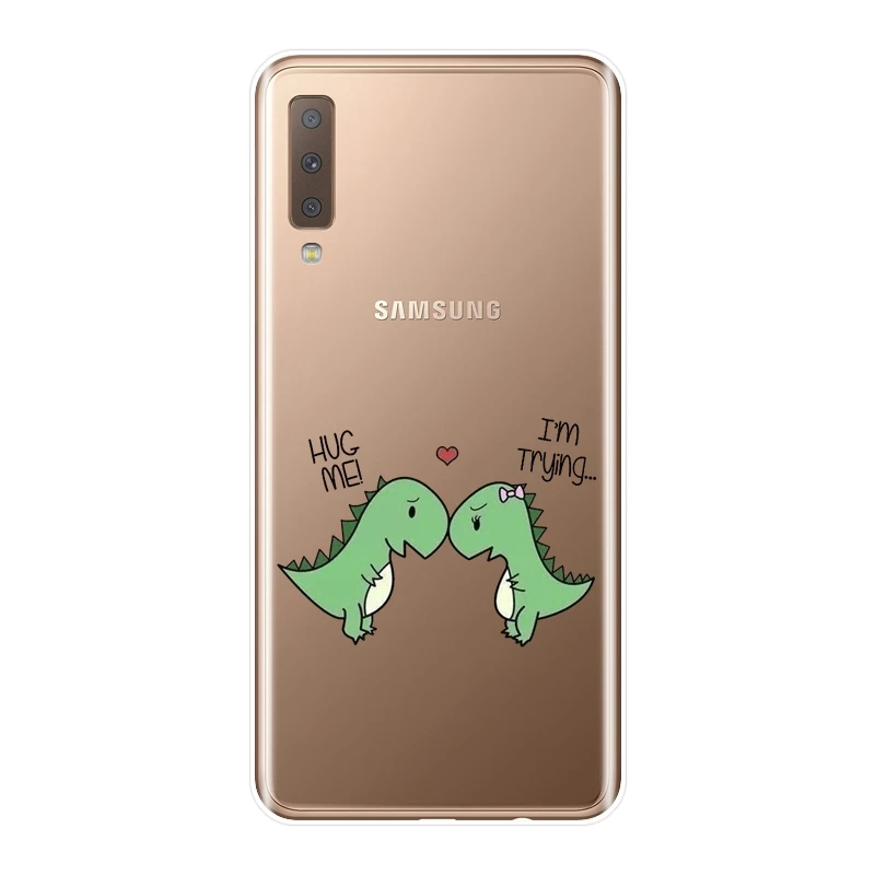 Забавный чехол с динозаврами для Samsung Galaxy A6 A8 Plus 2018 Мягкая силиконовая задняя