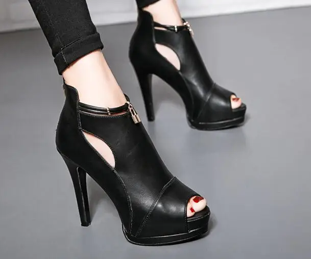 

2017 Spring and autumn women shoes stiletto high heels black heels peep toe platform heels lady casual shoes sexy pumps