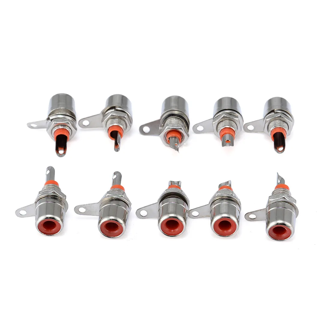 20pcs/set Black+Red RCA Phono Chassis Panel Mount Female Socket Metal Connector Adapter for Speaker DVD