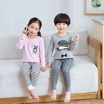 

Girls Boys Pajama Sets Baby sleepwear Autumn long sleeve Cartoons Children underwear set Toddler cotton Clothing Home clothes