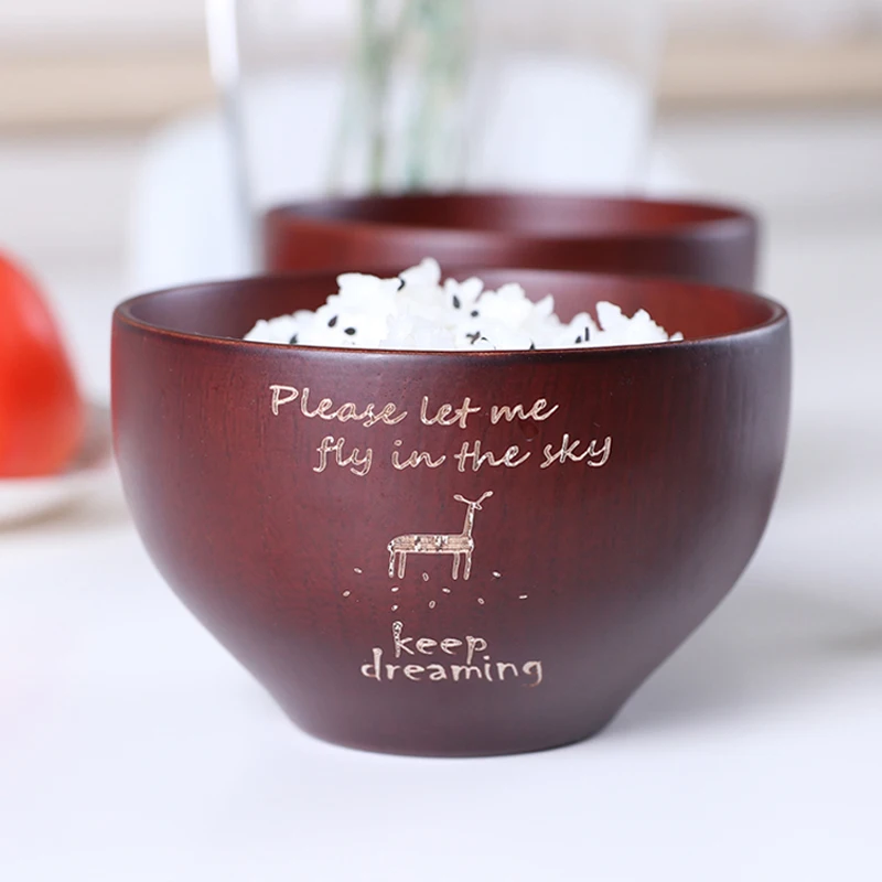 Cute Animal Wood Bowl Kids Wooden Bowl Small Kitchen Rice Soup Dining Serving Bowl Miso Sauce Food Container Wooden Utensils (2)