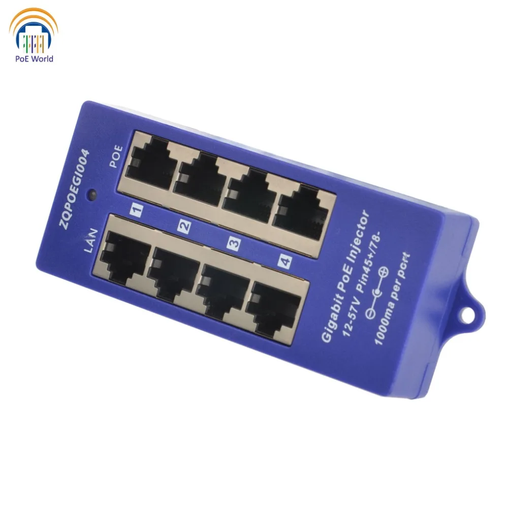 

Gigabit PoE Injector 4 Port 1000Mbps PoE Patch Panel 802.3af For Surveillance IP Camera WiFi Access Point(AP), ModeB operation