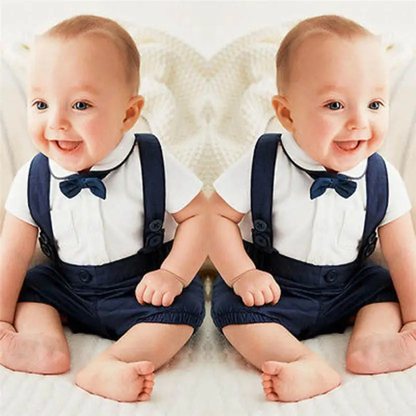 

ISHOWTIENDA kit for newborns Bow Tie boys T-shirt tops+suspenders Pant costume for kid baby boy outfit suit for newborns clothes