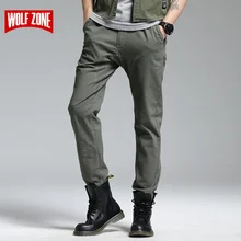 Осень-зима брюки Для мужчин Топ Мода Pantalon Homme Cargo Mid прямой максимальной длины свободные брюки Повседневное брендовая одежда
