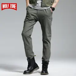 Осень-зима брюки Для мужчин Топ Мода Pantalon Homme Cargo Mid прямые полной длины Плоские Брюки Повседневное брендовая одежда