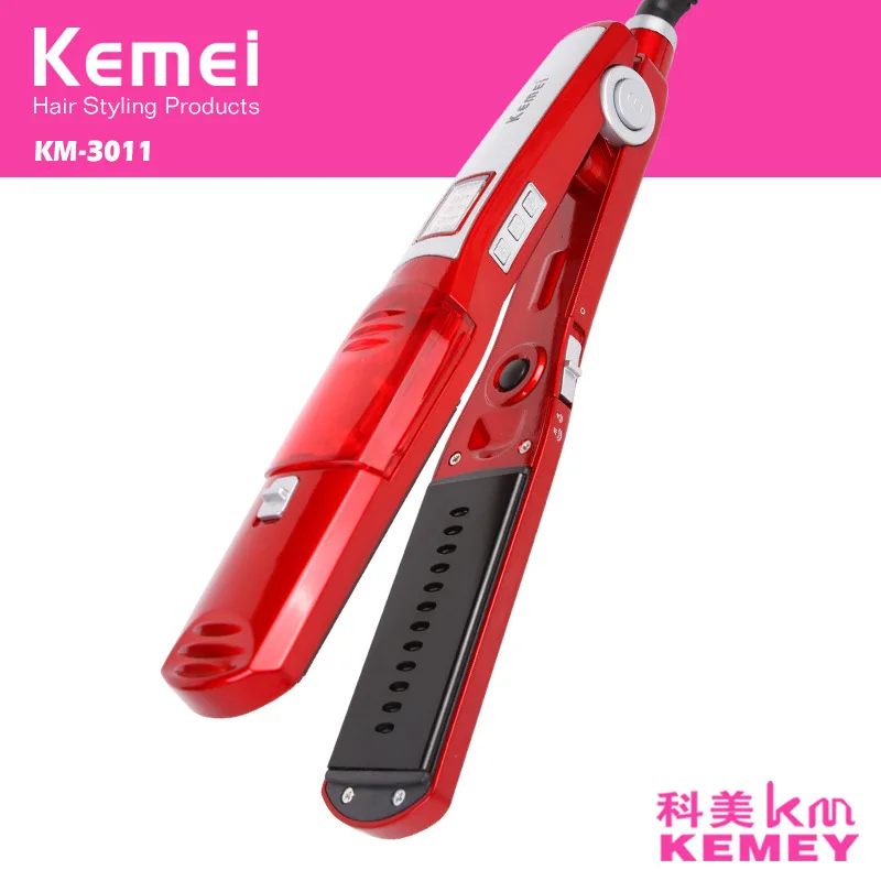 Kemei профессиональных Паровая выпрямитель для волос Расческа Flat Iron Керамика Утюг Электрический выпрямления волос Vapor бигуди