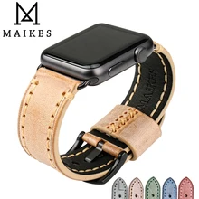 MAIKES Винтаж кожаный ремешок часы браслет для мм Apple Watch группа 44 мм 40 42 мм 38 мм серии 4 3 2 1 iWatch