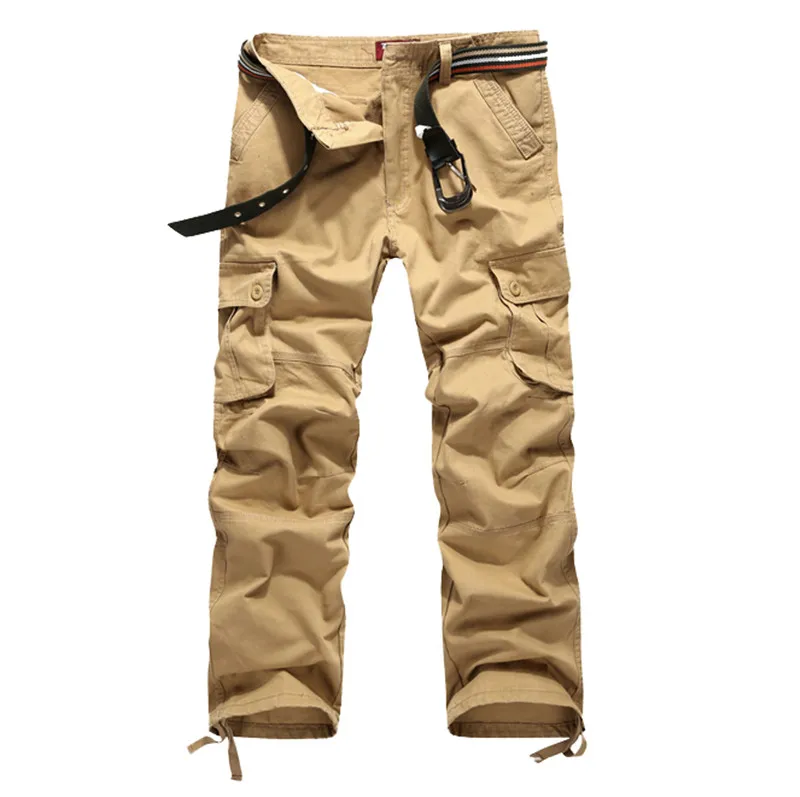 WEONEDREAM мужские брюки карго длинные армейские хаки черные повседневные штаны с карманами легкая стирка мужские брюки весна осень плюс размер 30-44 - Цвет: khaki