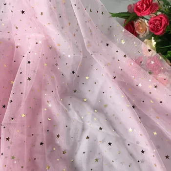 

3 Colors Black, Off white, Pink lace NEW for girls dresses making and Home DIY 2 Yards/lot stars shiny sequins lace fabric
