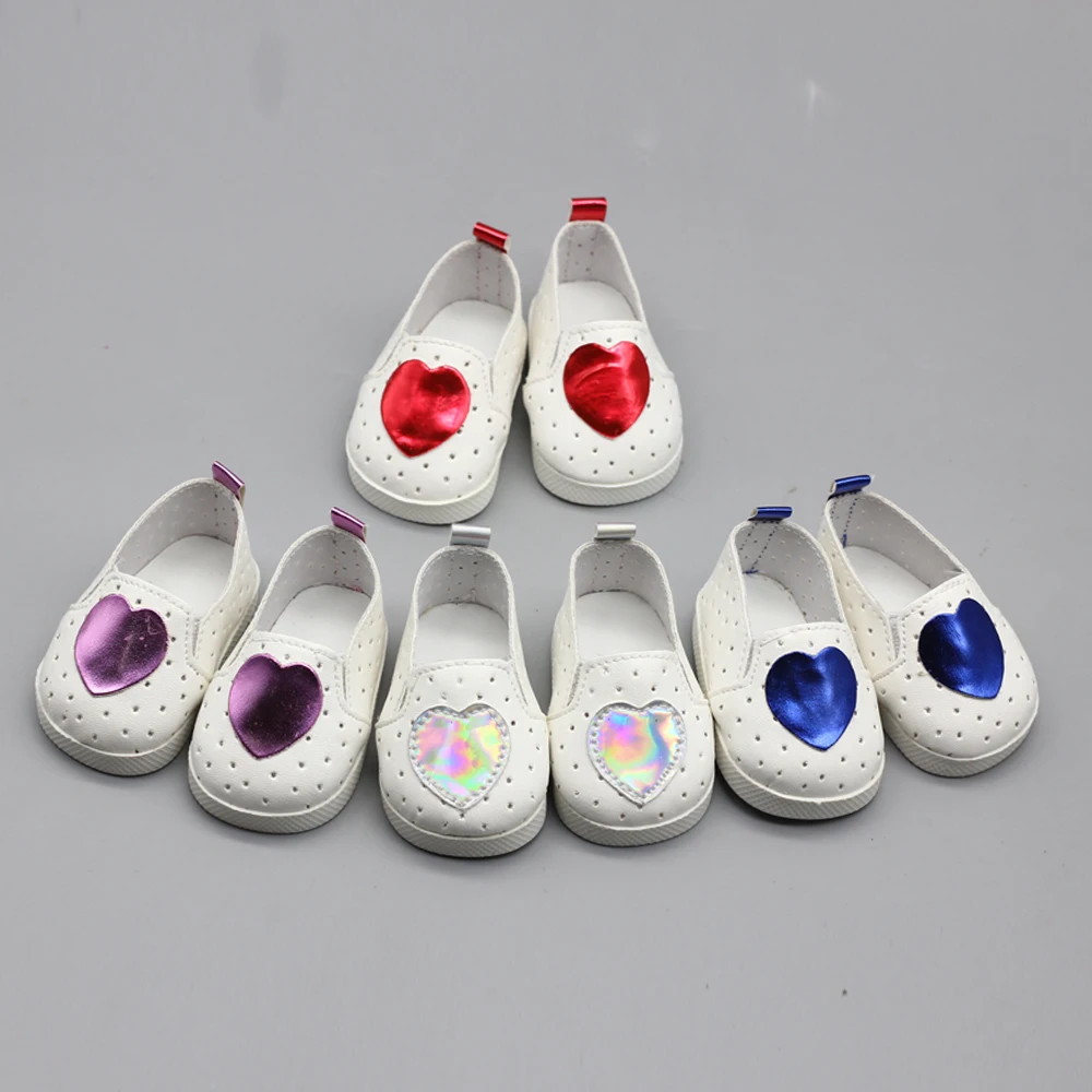 

1Pair heart doll shoes for 18inch 45cm dolls and 43cm Baby Beauty shoes dolls dress accessories