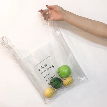 

BEAU-Transparent Plastic Tote Women Design Shopping Handbags Holographic Jelly Small Purse Fashion Pvc Clear Beach Bag Funny