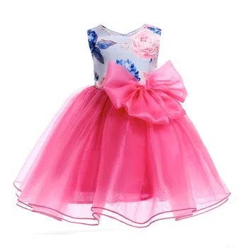 

Cute Style Childrens Girls Dresses For Little Girl Big Bow Design Children Wedding And Holiday Clothing Kids Party Dresses 3-12Y